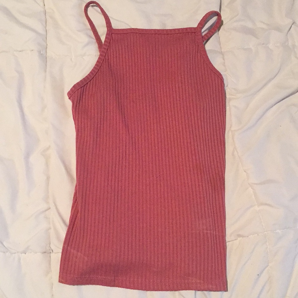 Dusty rose high neck tank top